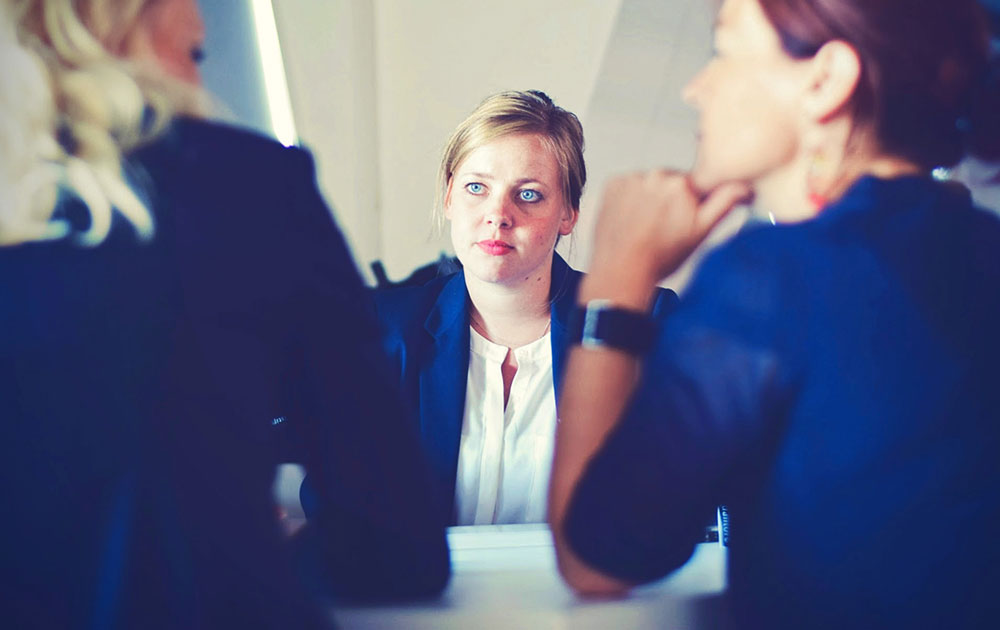 Young woman at a job interview