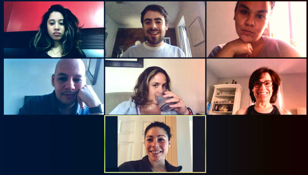 Zoom virtual meeting with 7 team members