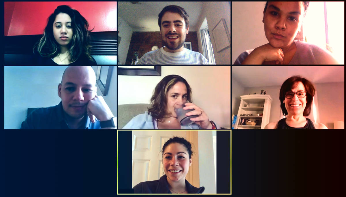 Zoom virtual meeting with 7 team members