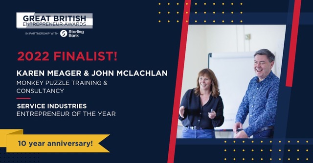 Monkey Puzzle are finalists in the 2022 Great British Entrepreneur Awards